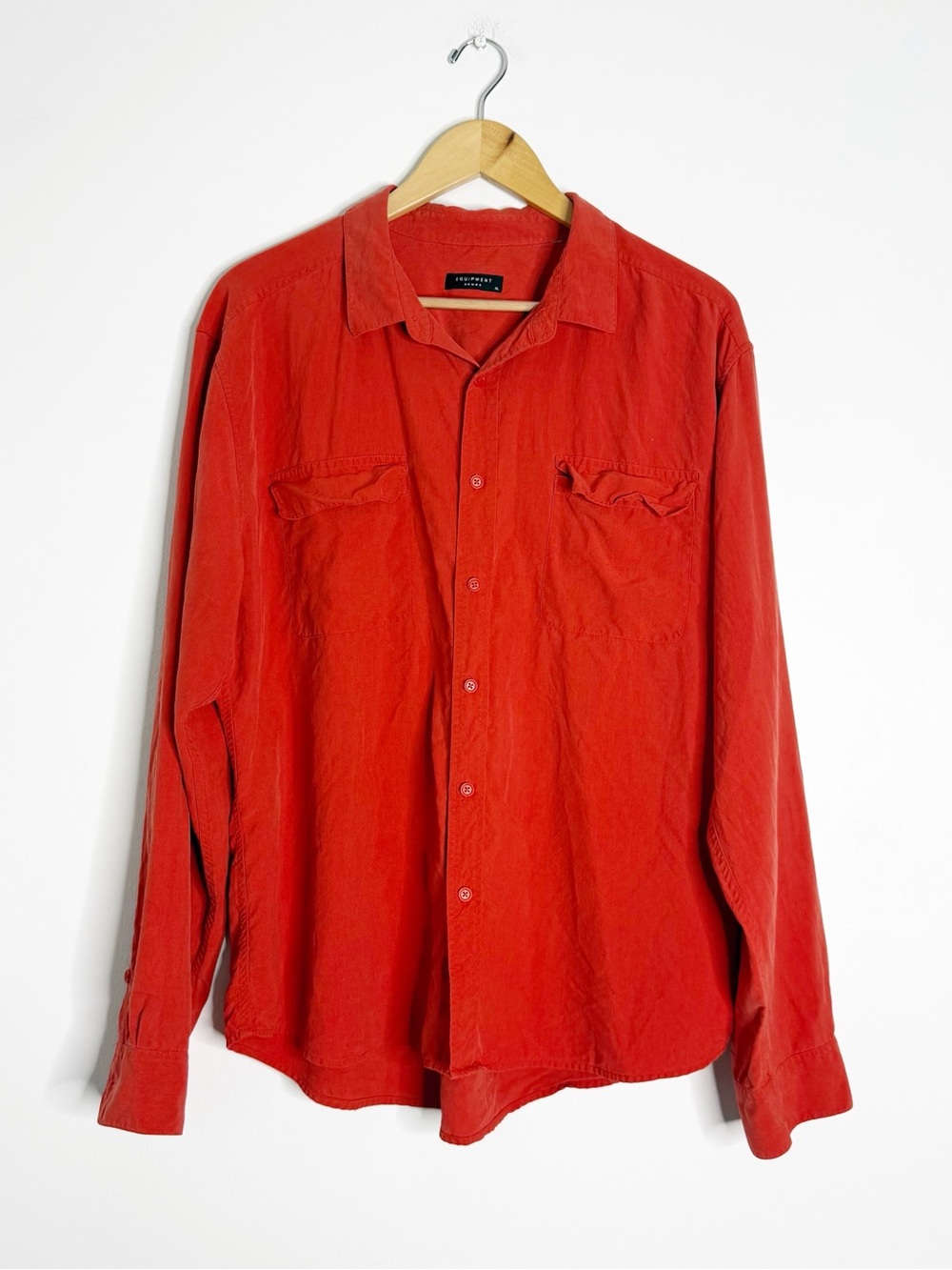 Equipment Homme Men’s Silk Button-Up Shirt Burnt Orange Size XL